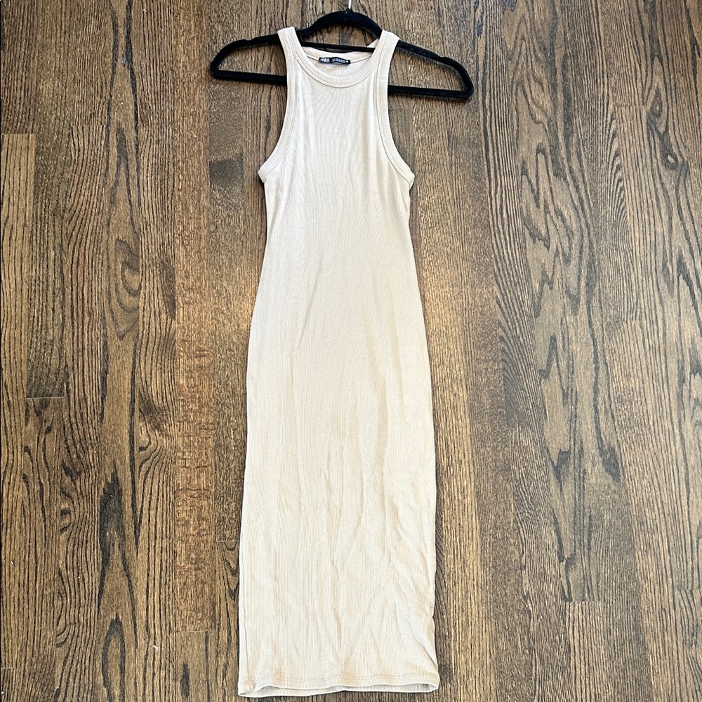 Zara Cream Sleeveless Midi Dress